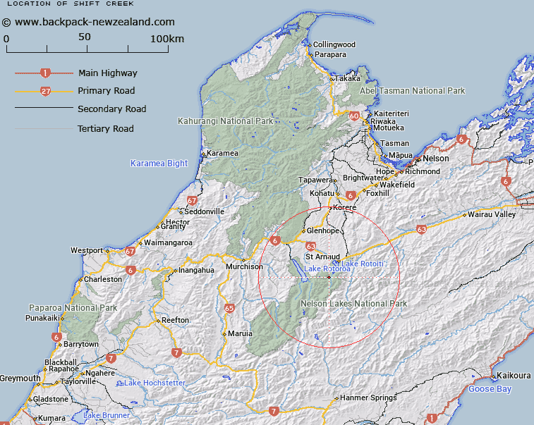 Shift Creek Map New Zealand
