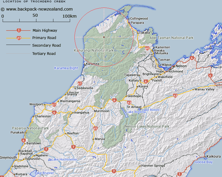 Trocadero Creek Map New Zealand