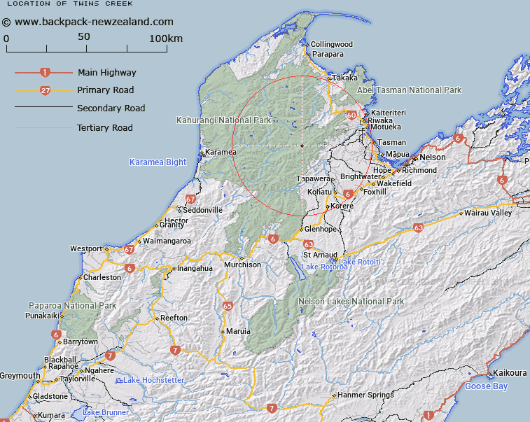 Twins Creek Map New Zealand
