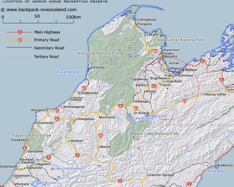 Wairoa Gorge Recreation Reserve Map New Zealand