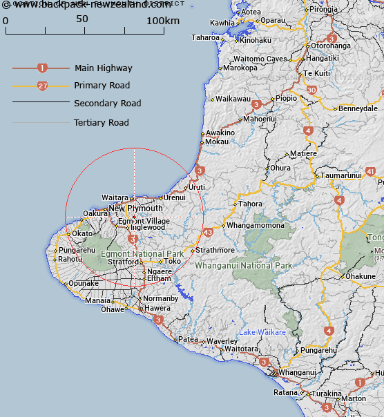 New Plymouth District Map New Zealand