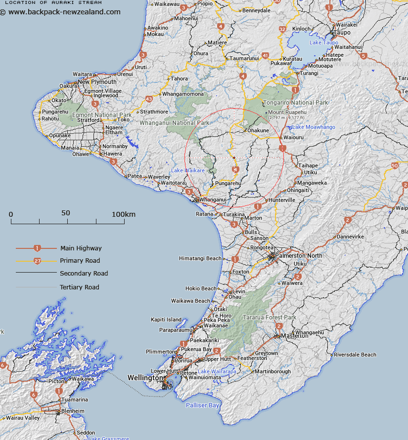 Auraki Stream Map New Zealand