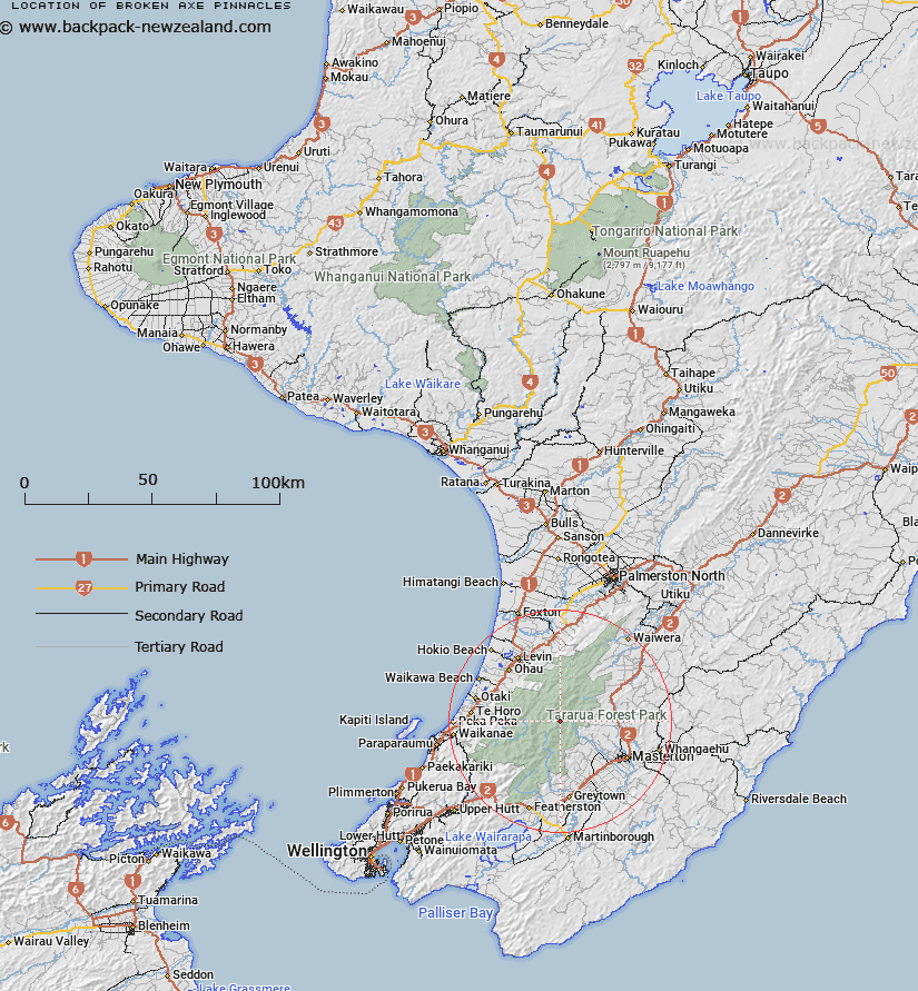 Broken Axe Pinnacles Map New Zealand