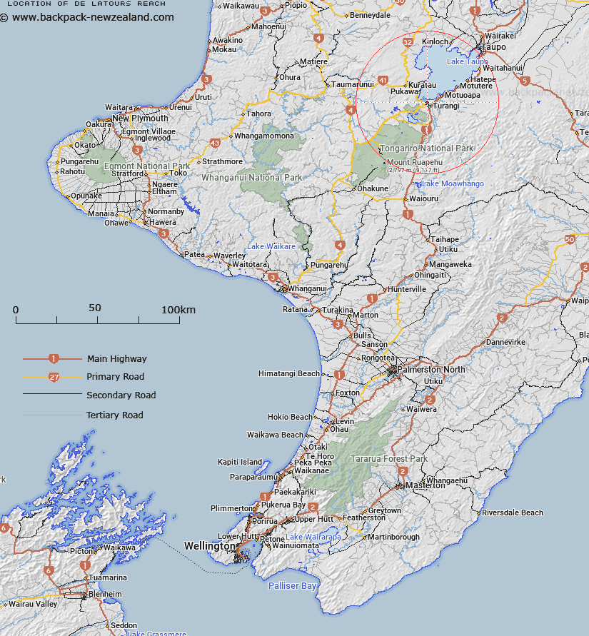 De Latours Reach Map New Zealand
