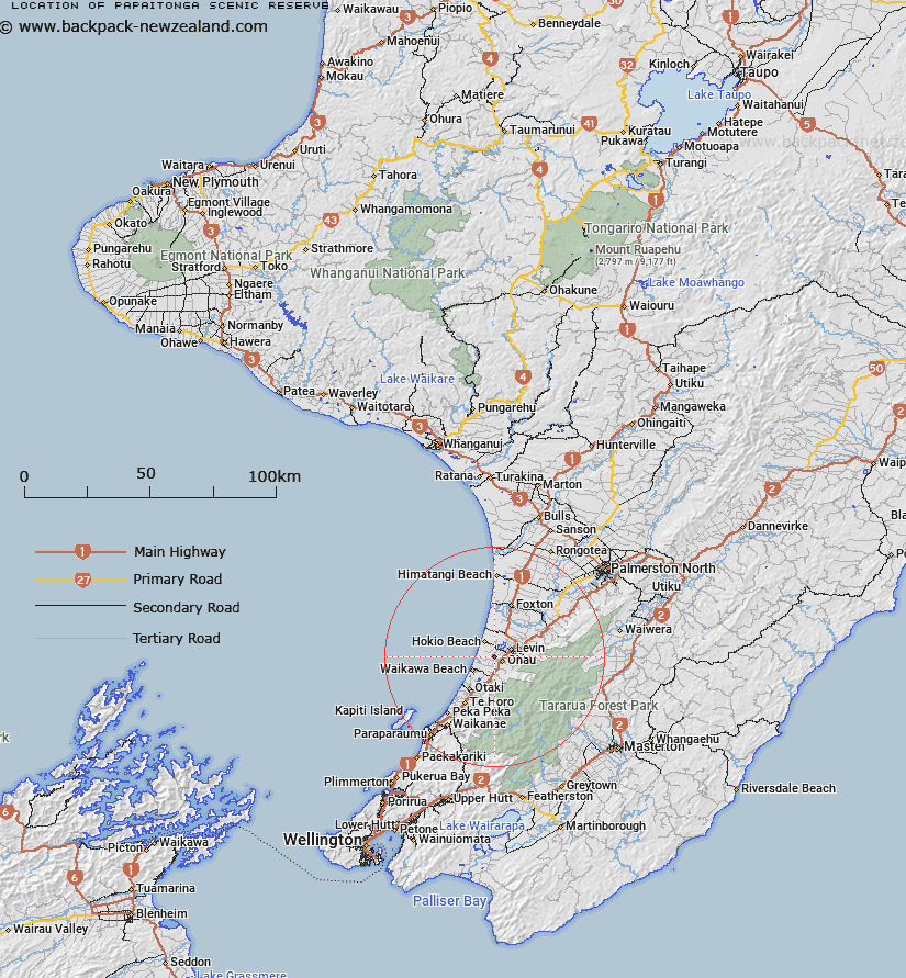Papaitonga Scenic Reserve Map New Zealand