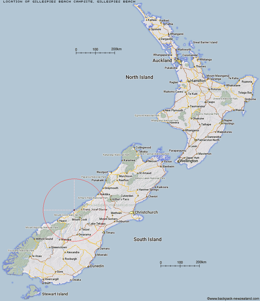 Gillespies Beach Campsite Map New Zealand