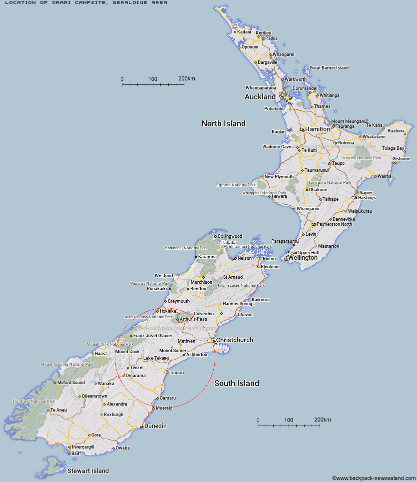 Orari Campsite Map New Zealand