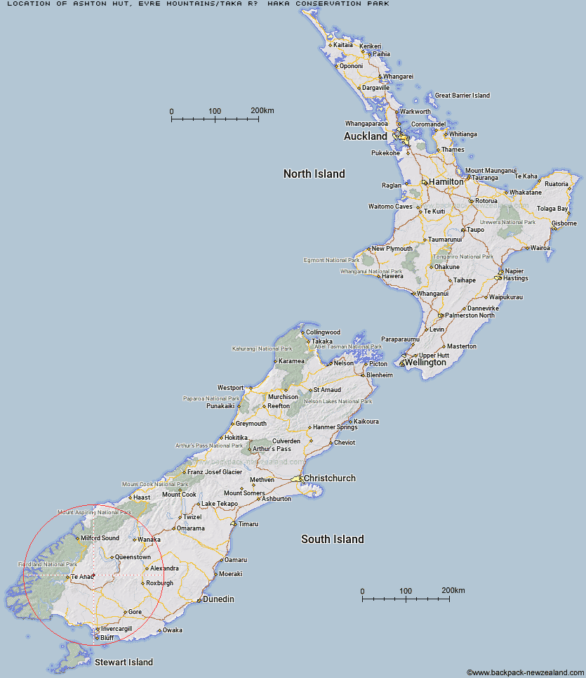 Ashton Hut Map New Zealand