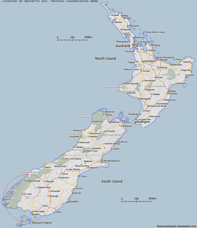 Becketts Hut Map New Zealand