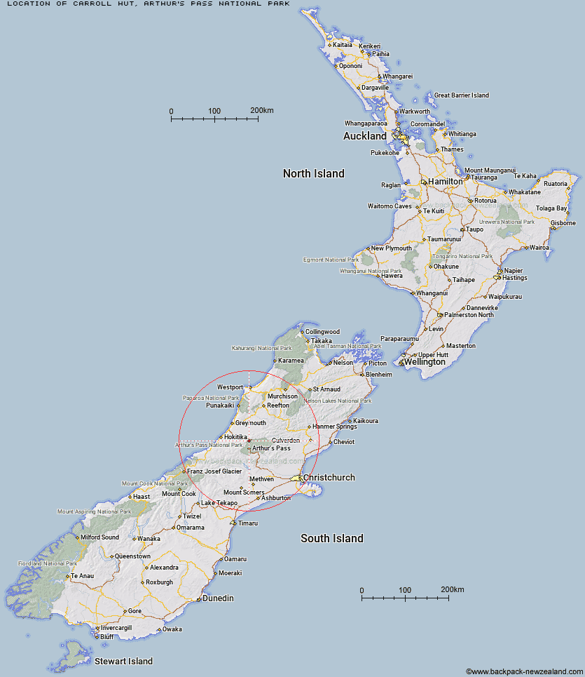Carroll Hut Map New Zealand
