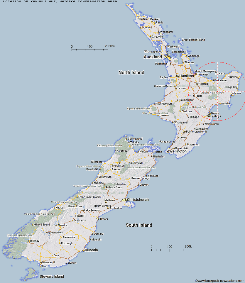 Kahunui Hut Map New Zealand