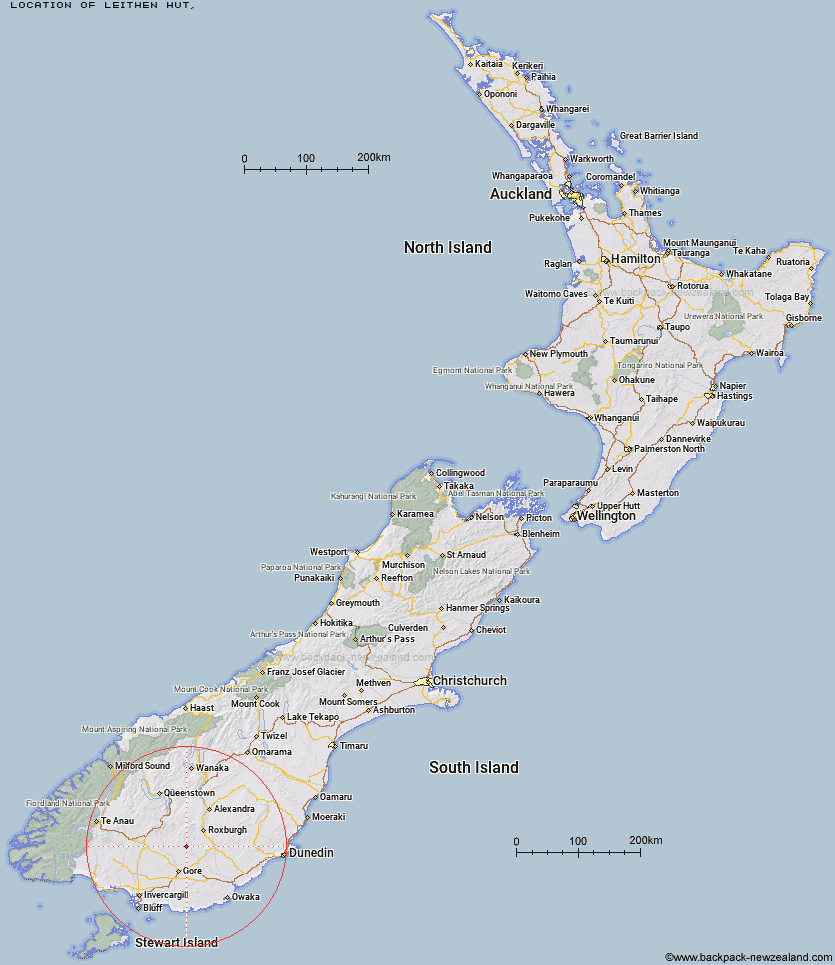 Leithen Hut Map New Zealand