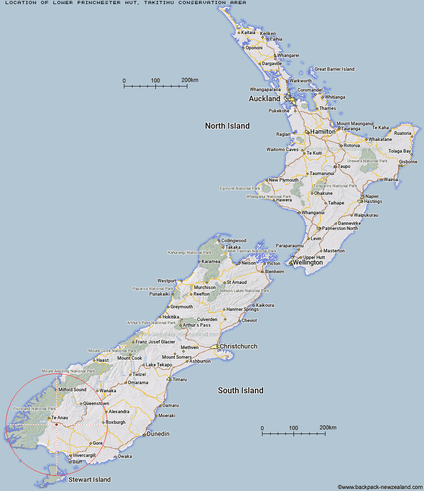 Lower Princhester Hut Map New Zealand