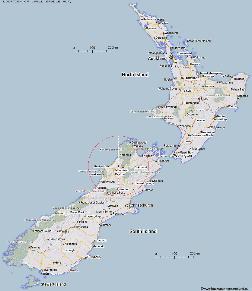 Lyell Saddle Hut Map New Zealand