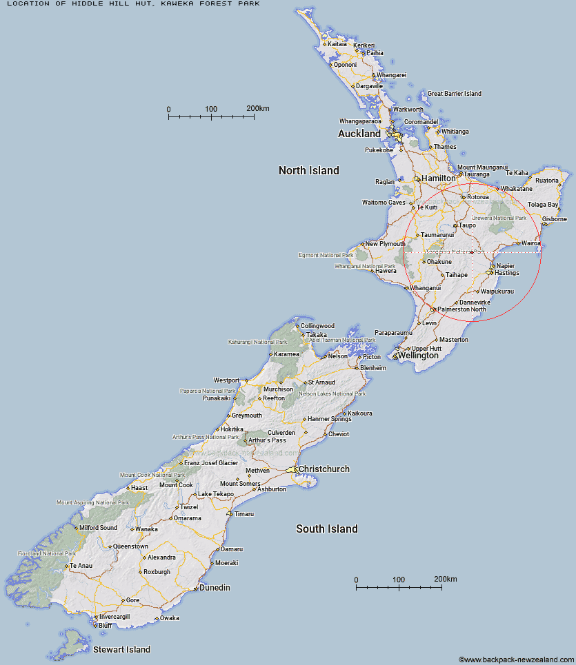 Middle Hill Hut Map New Zealand
