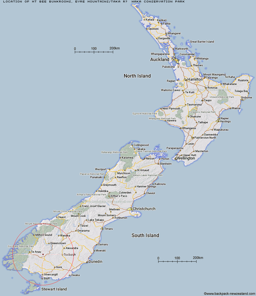 Mt Bee Bunkrooms Map New Zealand