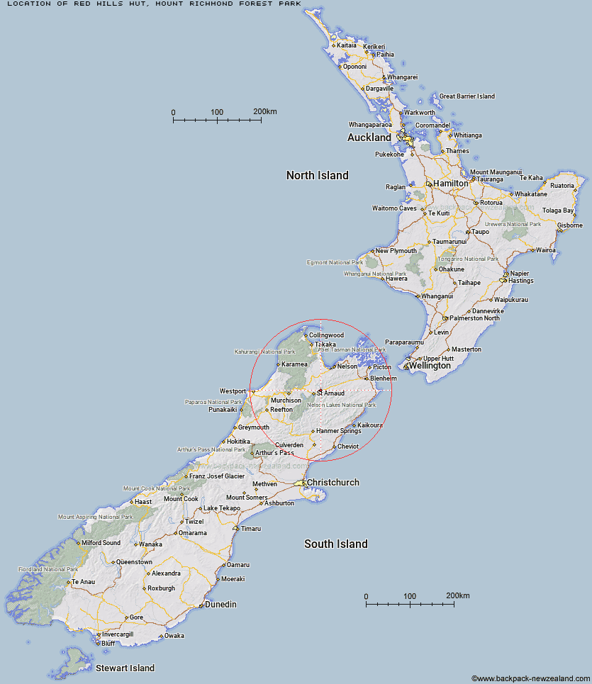 Red Hills Hut Map New Zealand