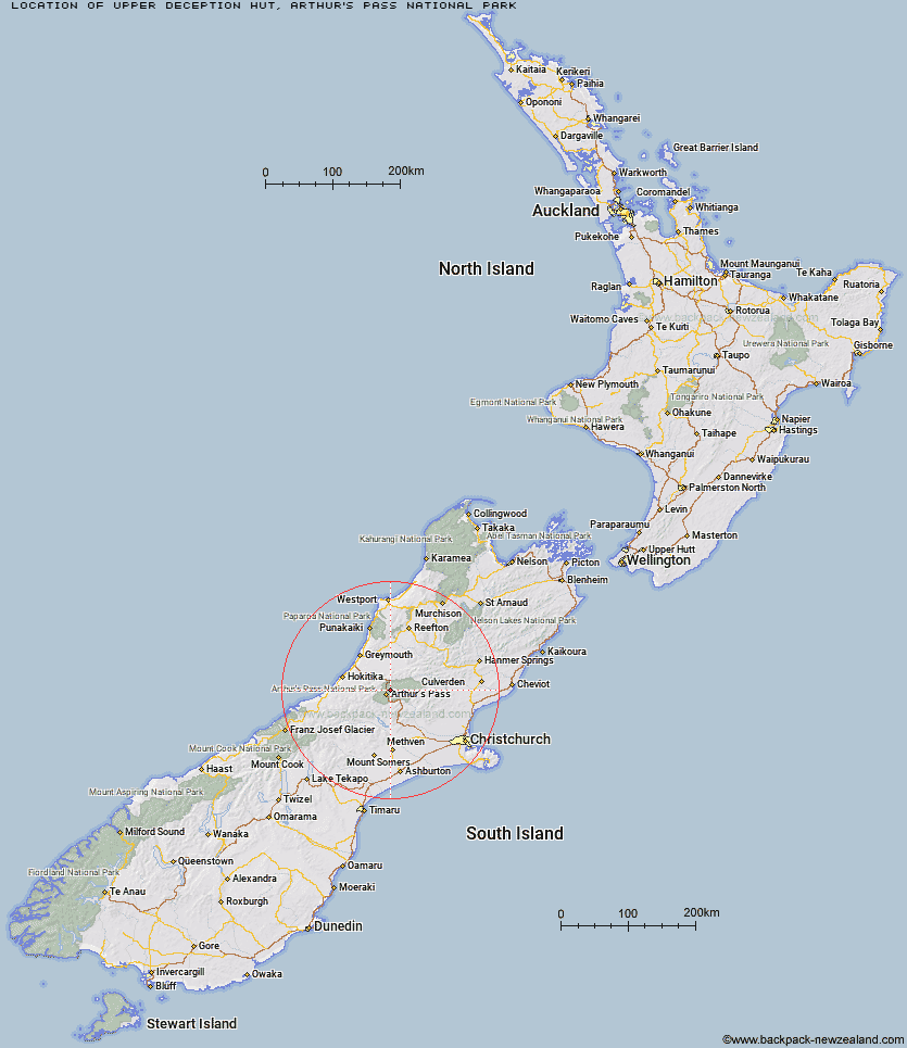 Upper Deception Hut Map New Zealand