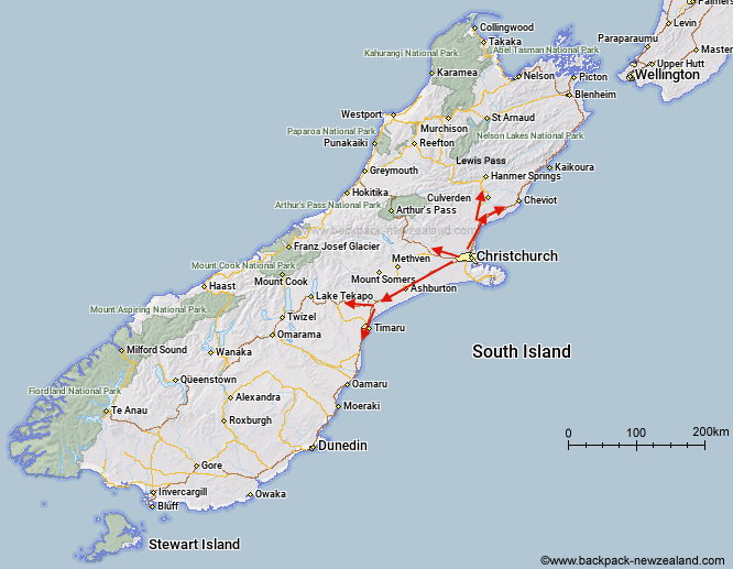 South Island New Zealand Map