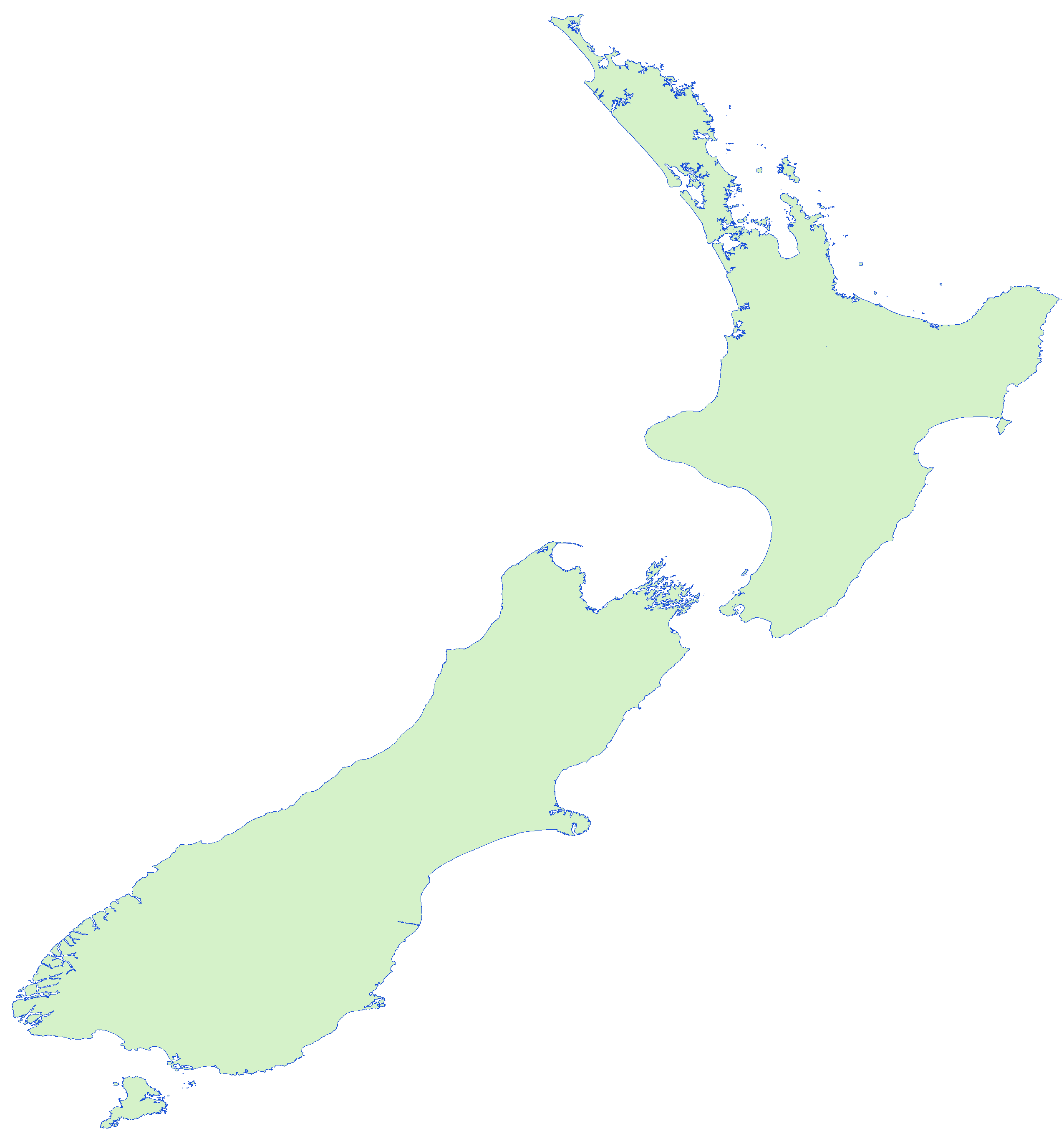 Large Blank Map of New Zealand