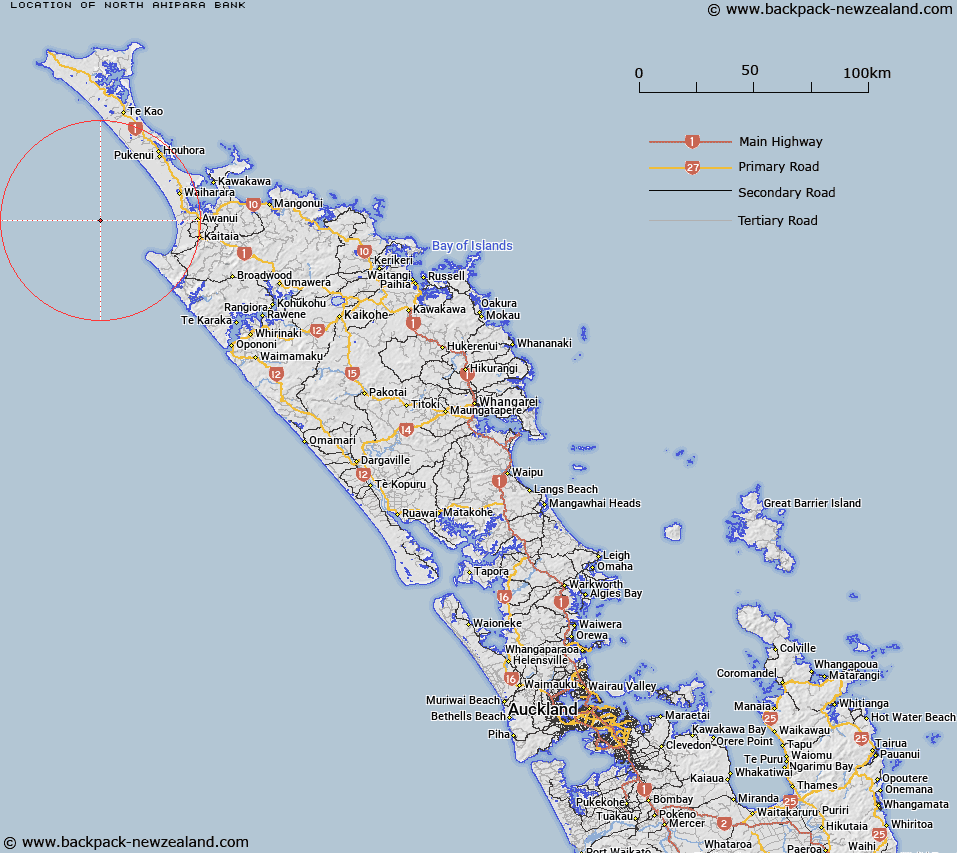 North Ahipara Bank Map New Zealand