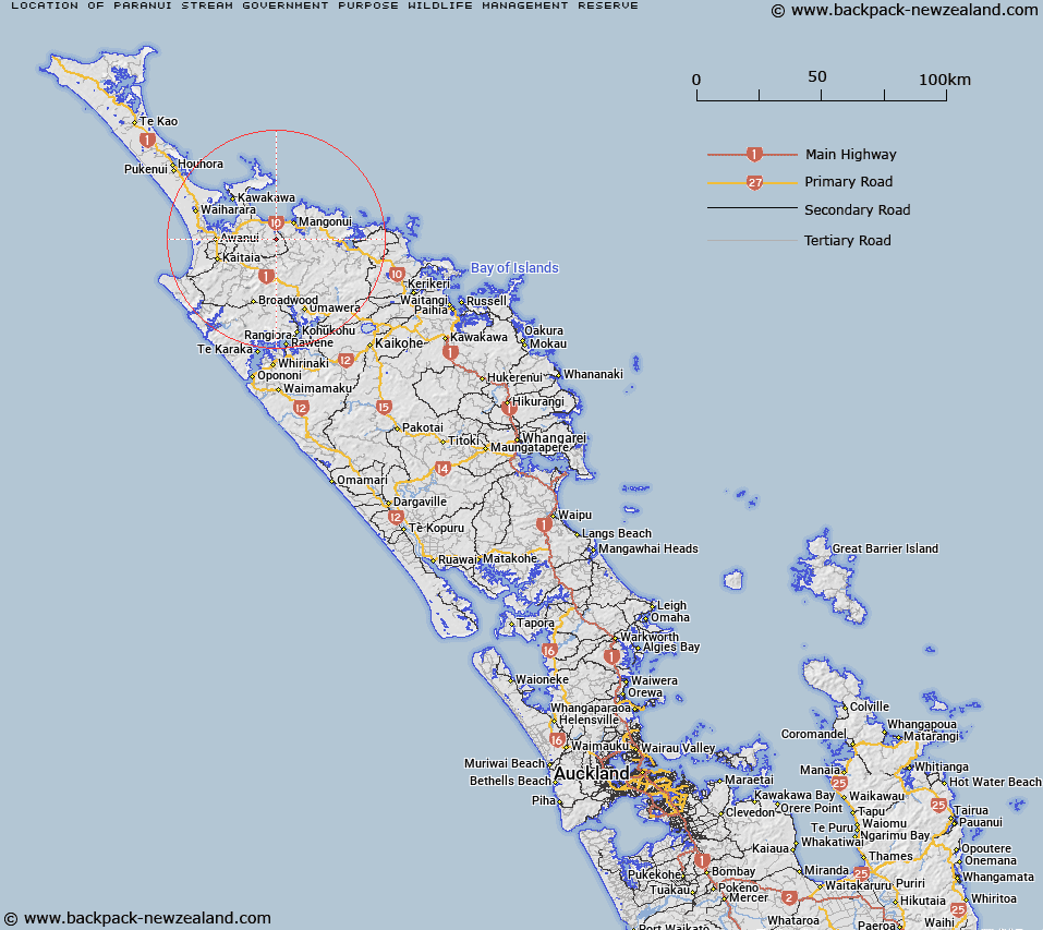 Paranui Stream Government Purpose Wildlife Management Reserve Map New Zealand