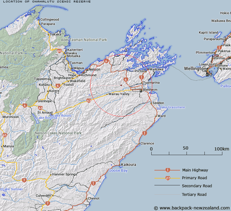 Onamalutu Scenic Reserve Map New Zealand