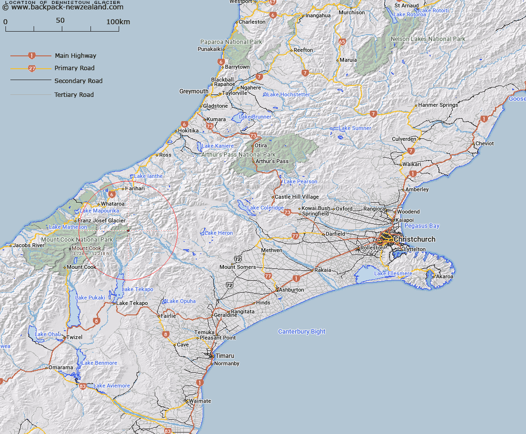 Dennistoun Glacier Map New Zealand