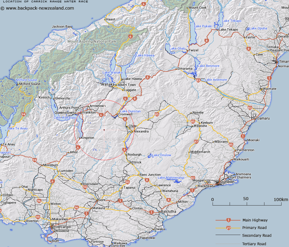 Carrick Range Water Race Map New Zealand