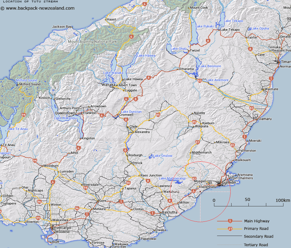 Tutu Stream Map New Zealand