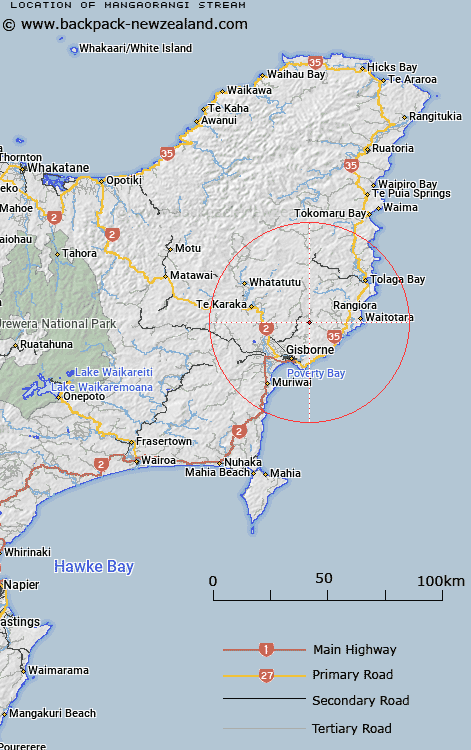 Mangaorangi Stream Map New Zealand