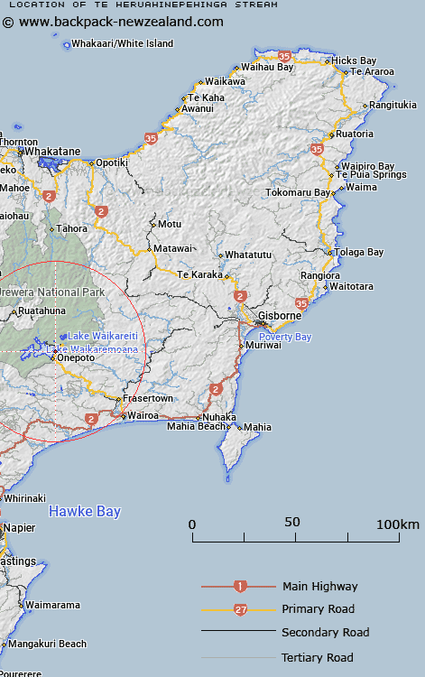 Te Heruahinepehinga Stream Map New Zealand