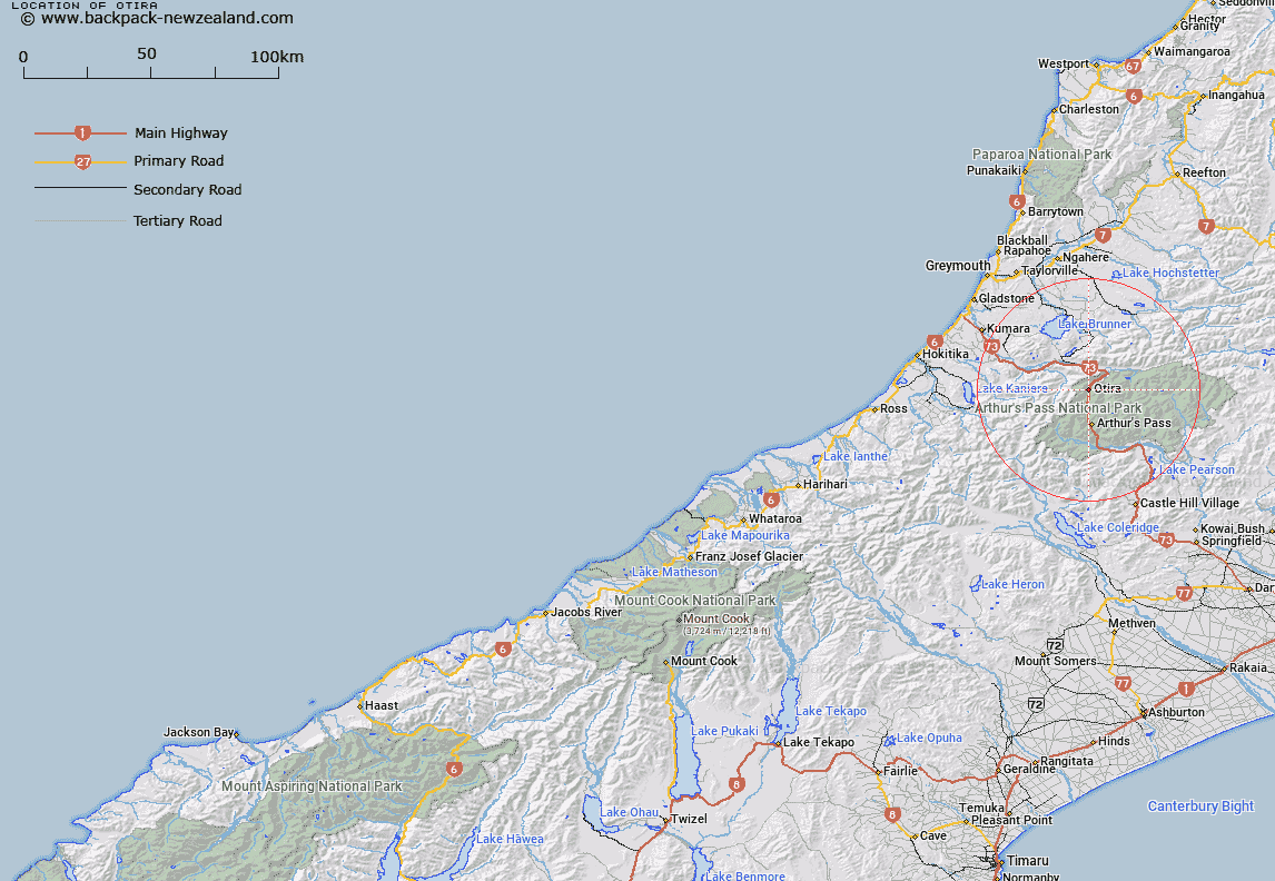 Otira Map New Zealand