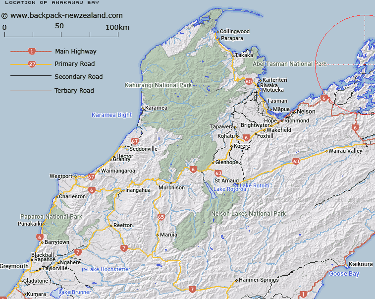 Anakawau Bay Map New Zealand
