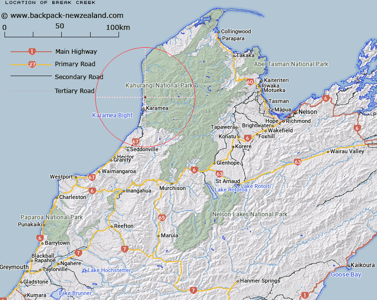 Break Creek Map New Zealand