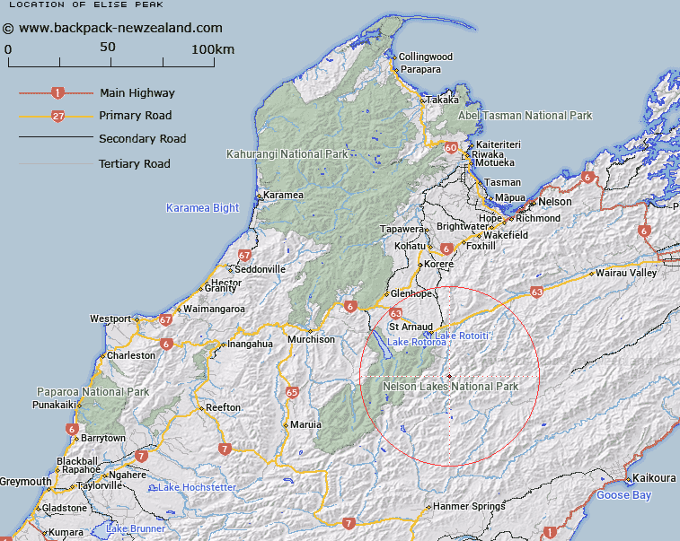 Elise Peak Map New Zealand