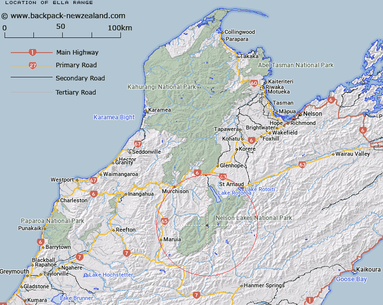 Ella Range Map New Zealand