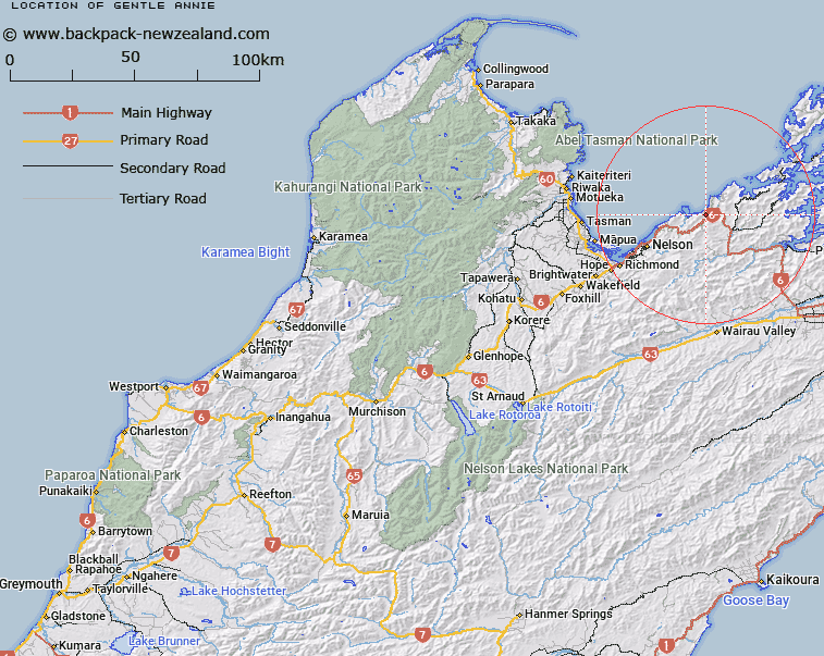 Gentle Annie Map New Zealand