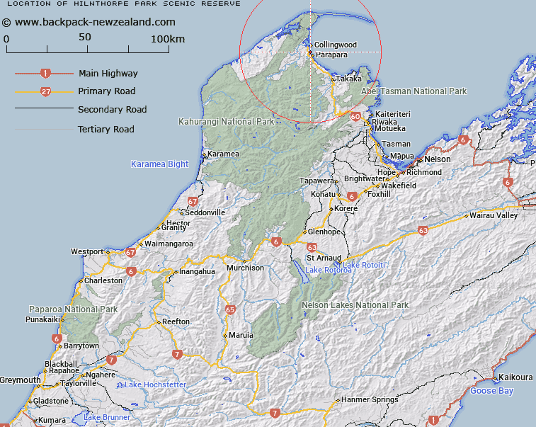 Milnthorpe Park Scenic Reserve Map New Zealand