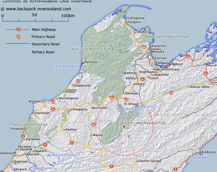 Rotopōhueroa / Lake Constance Map New Zealand