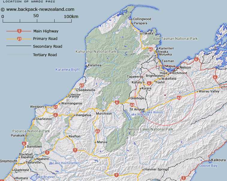 Wards Pass Map New Zealand