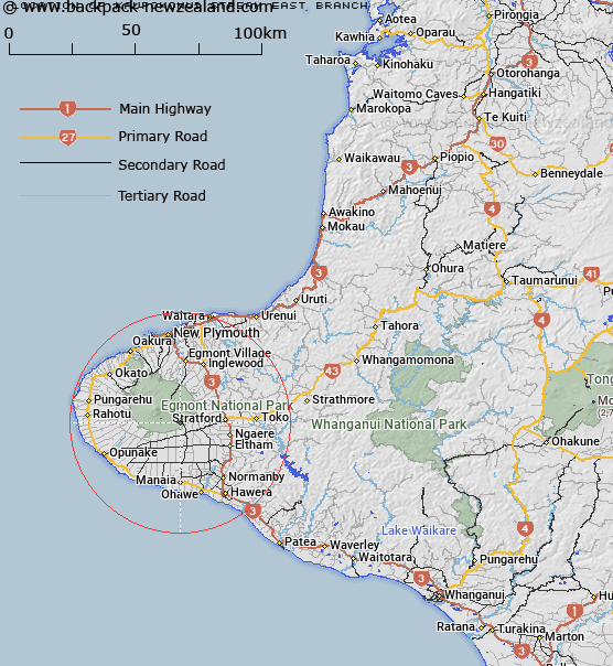 Kaupokonui Stream (East Branch) Map New Zealand