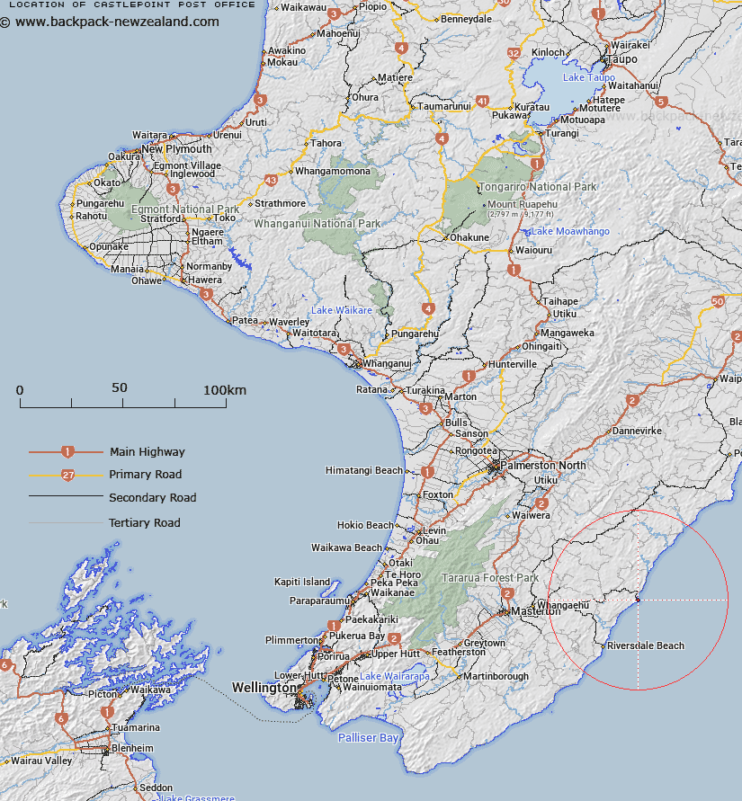 Castlepoint Post Office Map New Zealand