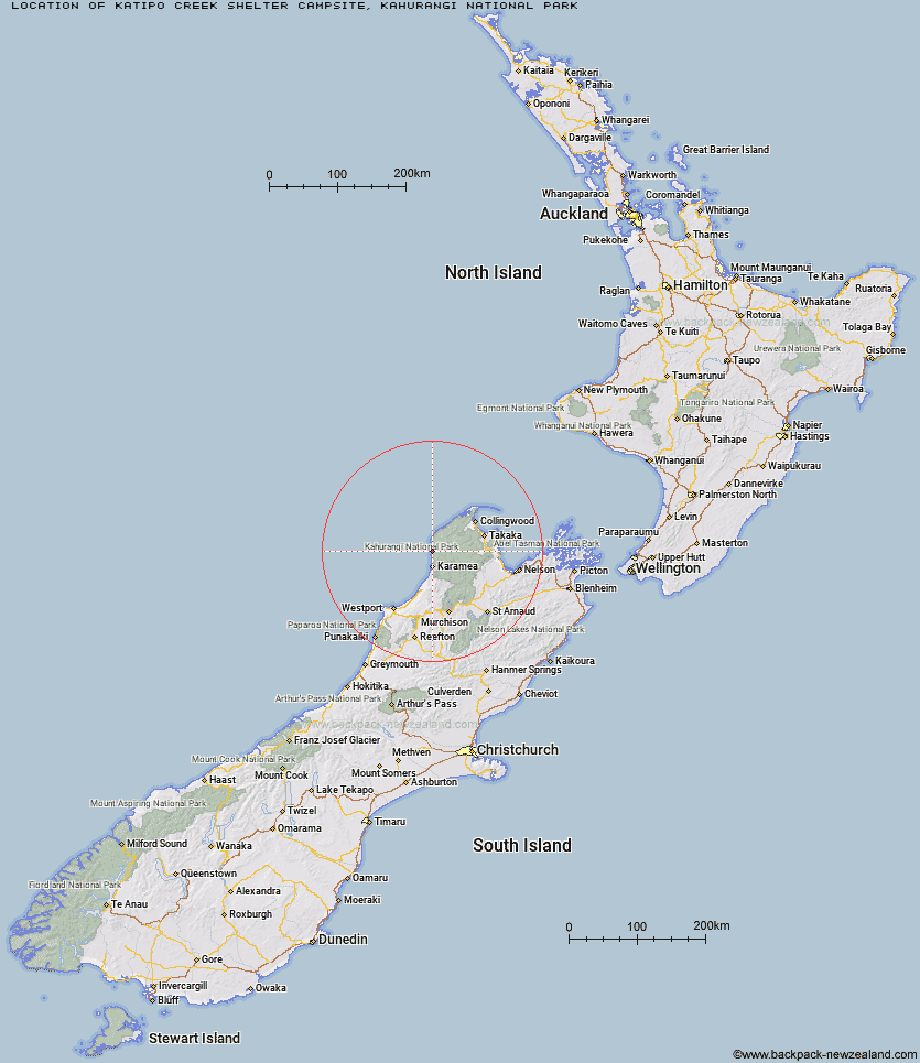 Katipo Creek Shelter Campsite Map New Zealand