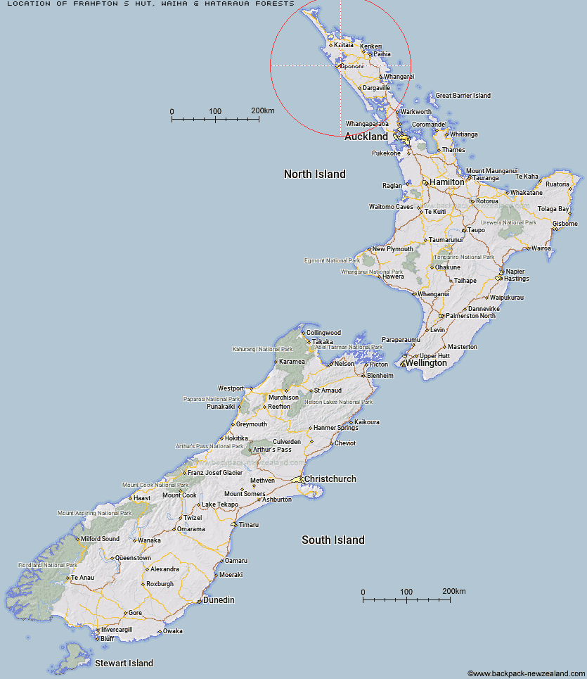 Frampton's Hut Map New Zealand