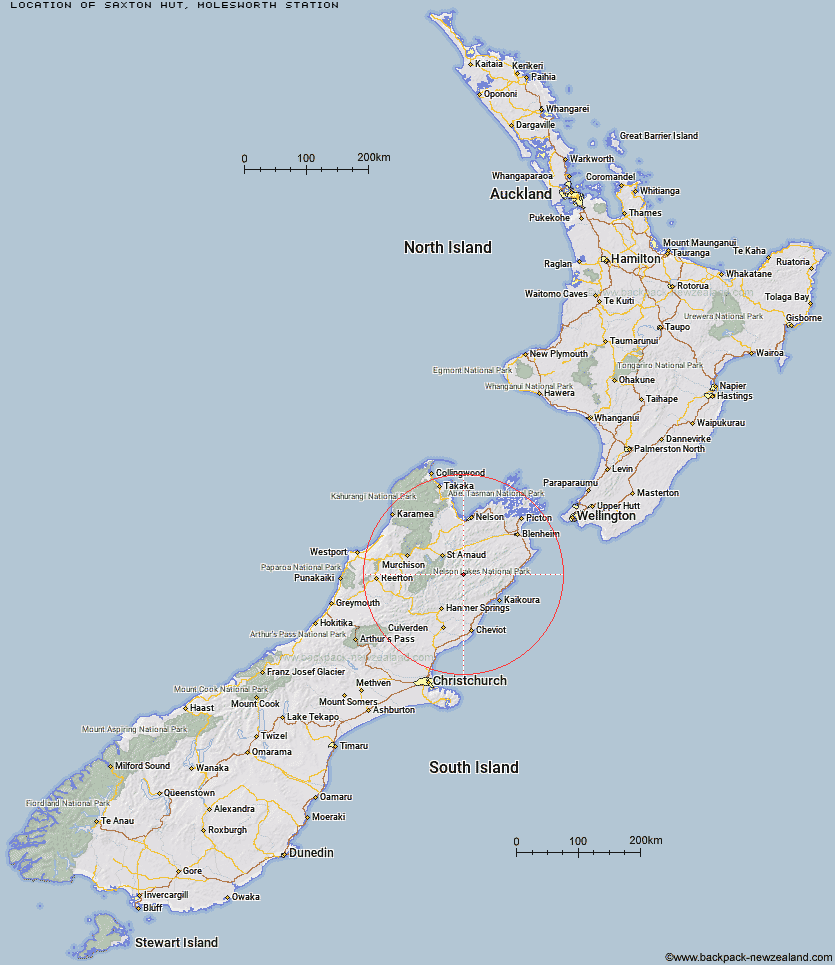 Saxton Hut Map New Zealand