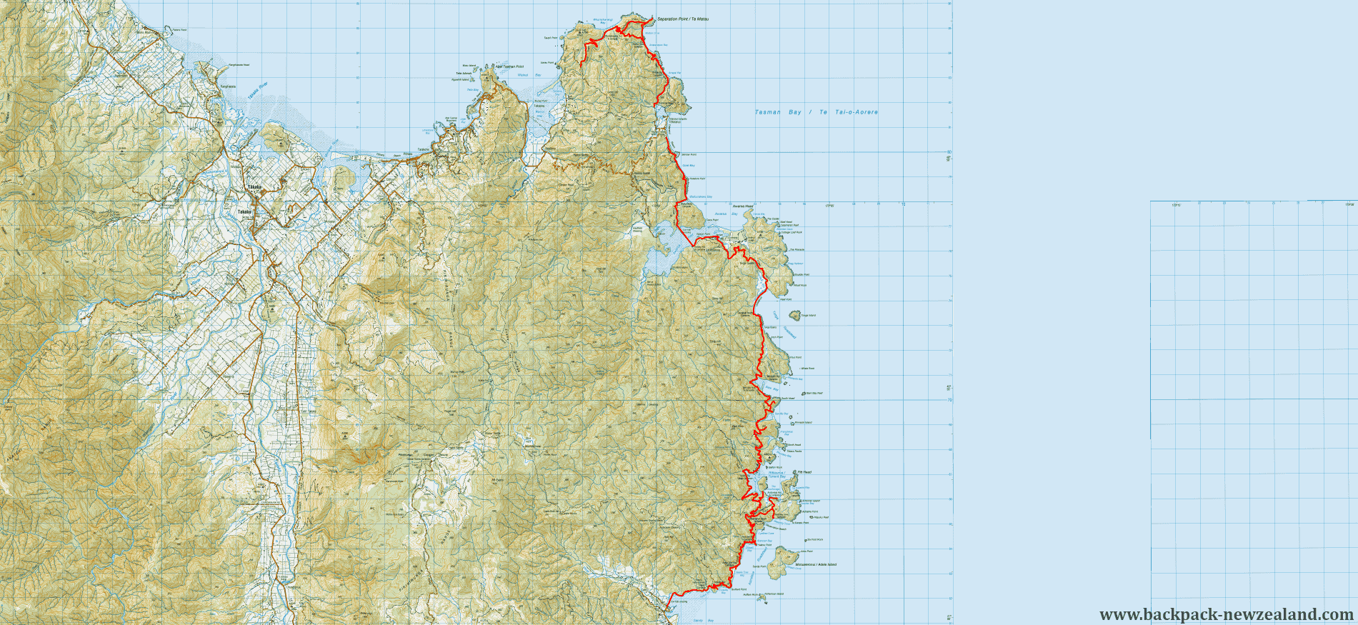 Abel Tasman Coast Track Map - New Zealand Tracks