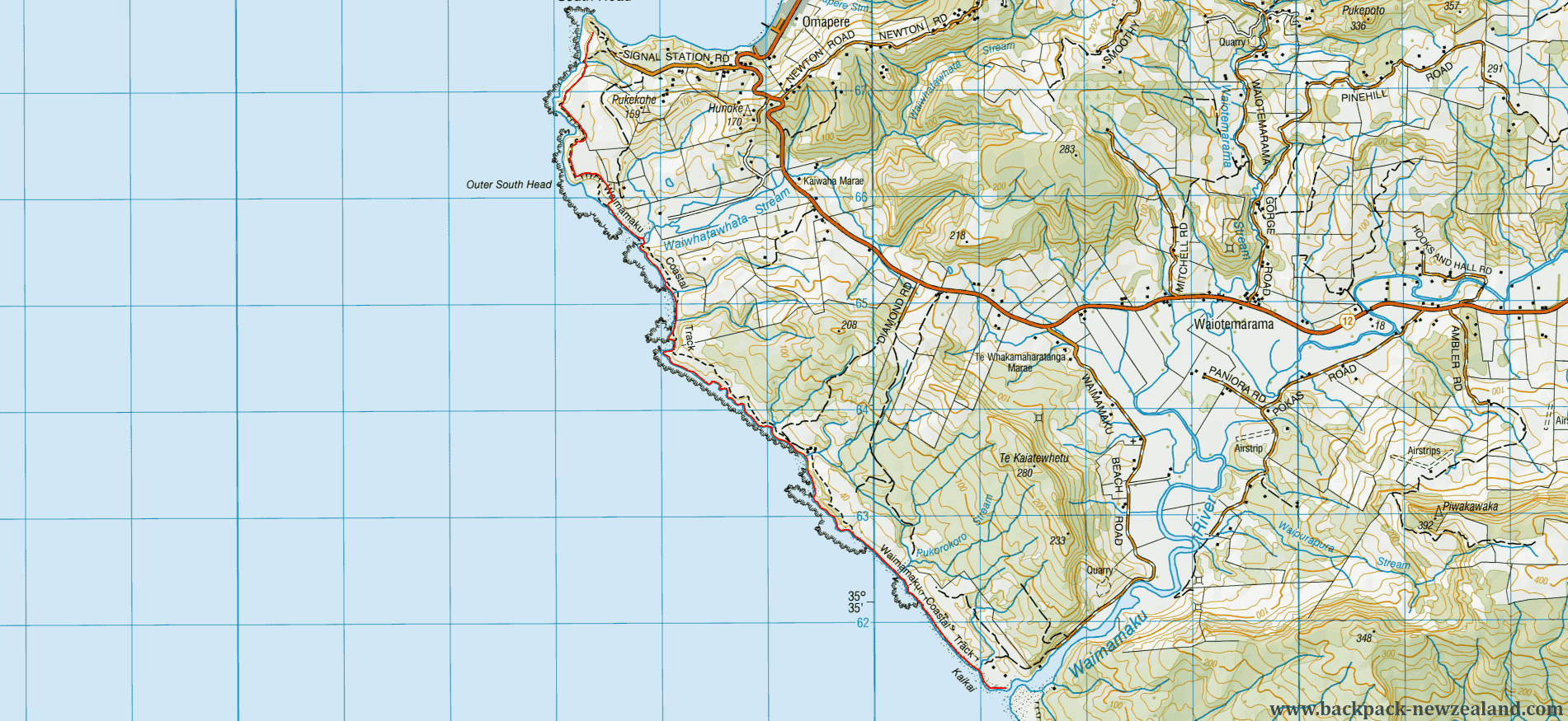 Arai Te Uru Map - New Zealand Tracks