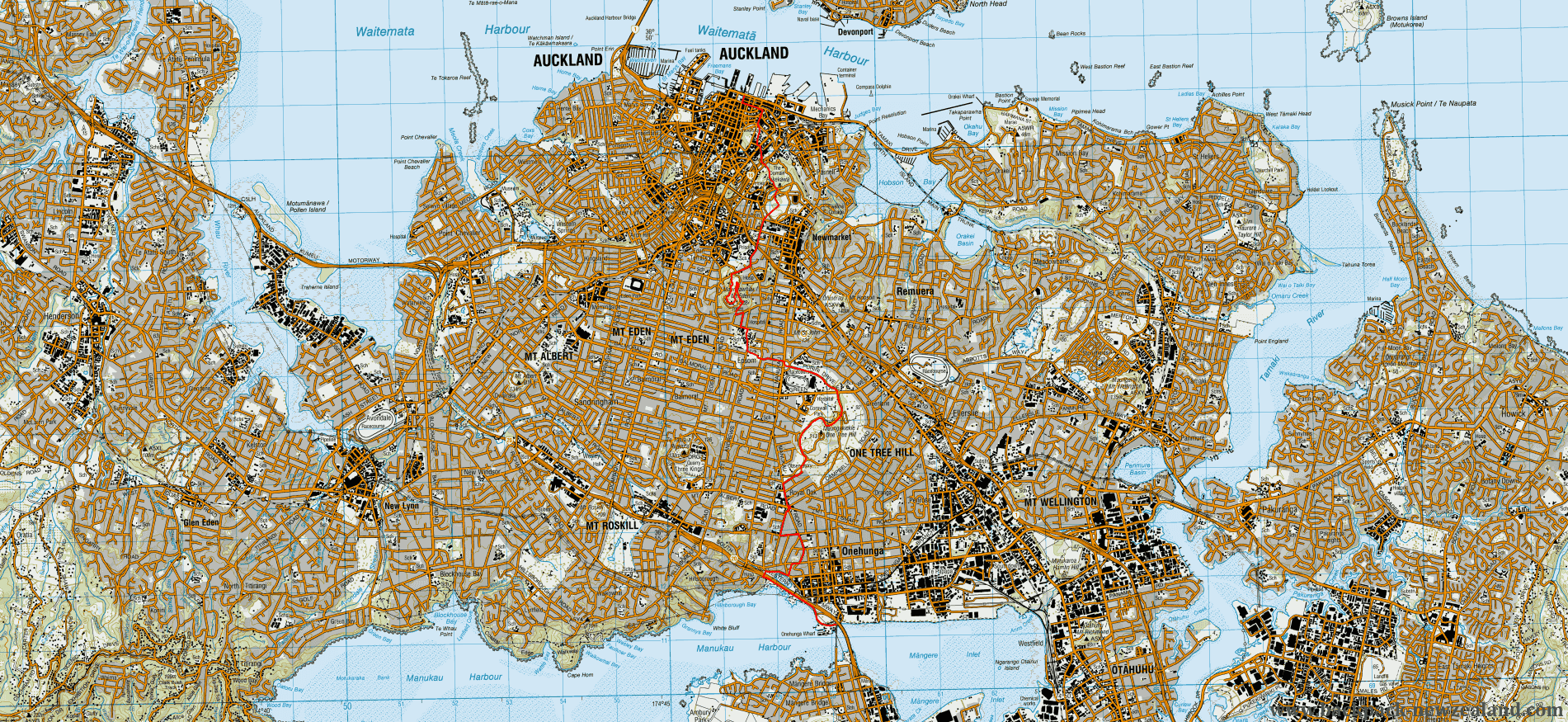 Auckland City Coast to Coast Walk Map - New Zealand Tracks