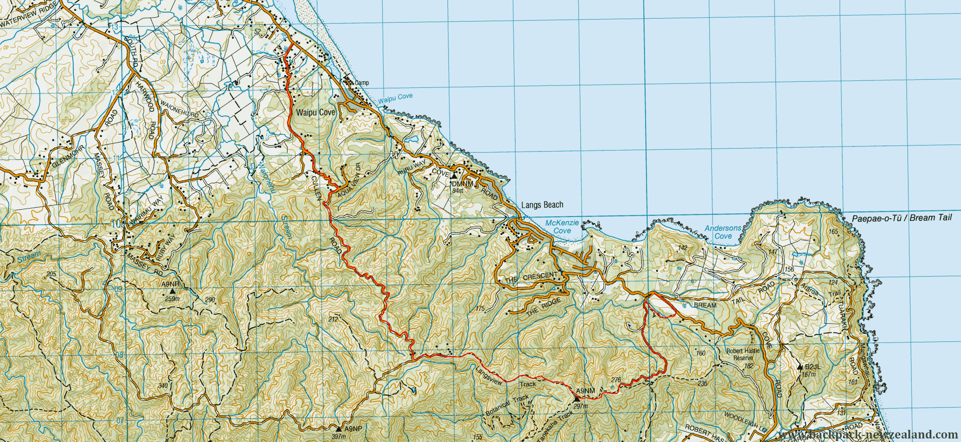Brynderwyn Walkway Map - New Zealand Tracks
